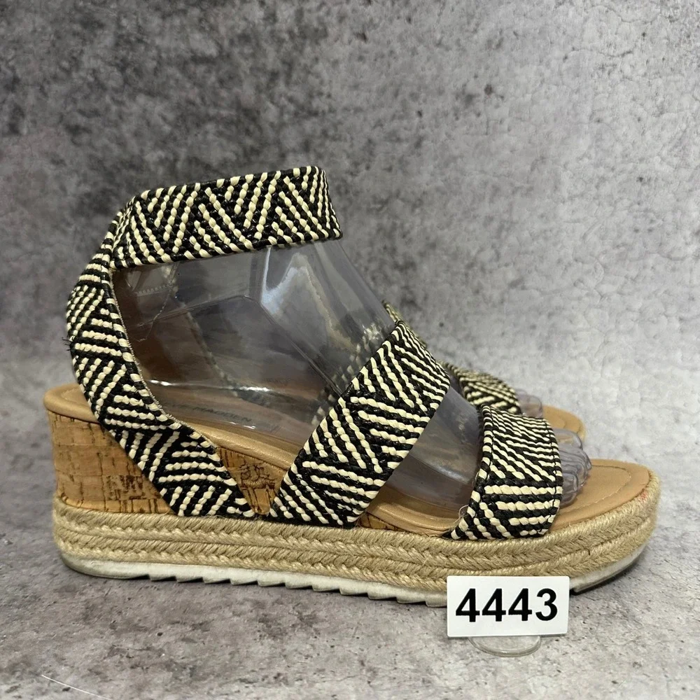 Steve Madden Jennie Sandals Women 8.5 Woven Espadrille Platform Cork Wedge